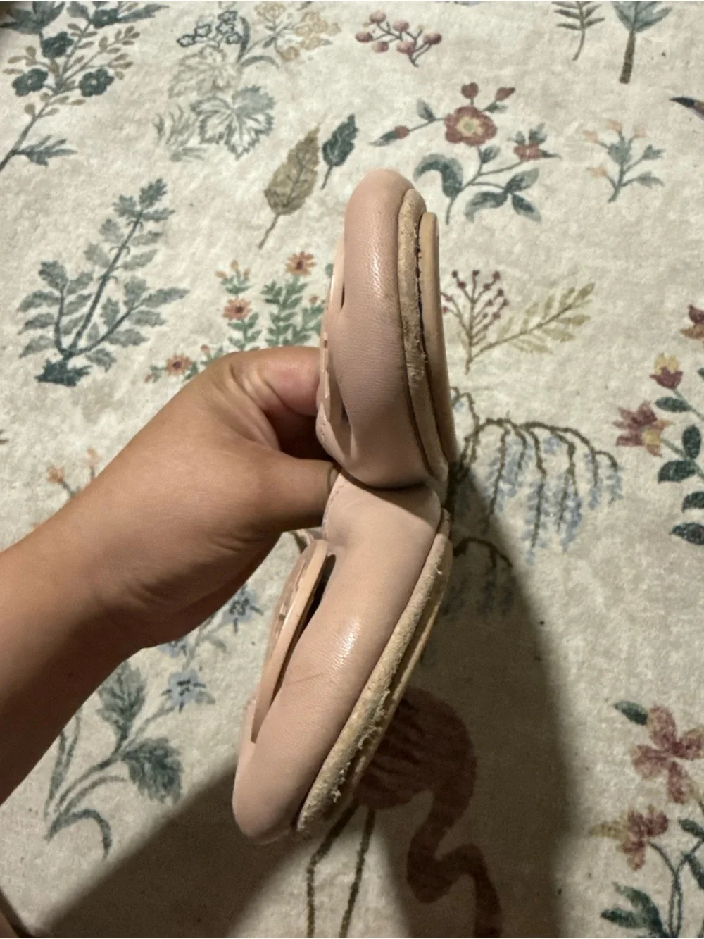 Tory Burch Pale Pink Leather Logo Ballet Flats 11M